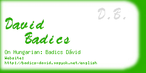david badics business card