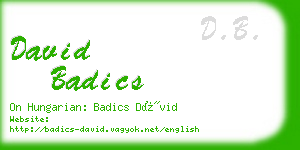 david badics business card